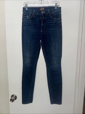 MOTHER Women’s Dark Blue "The Looker" High-Waisted Skinny Jeans